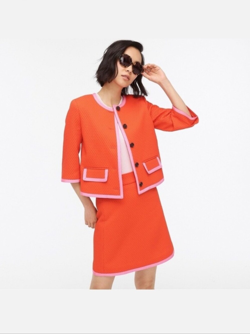 J. Crew Collarless Blazer in Matelassé
